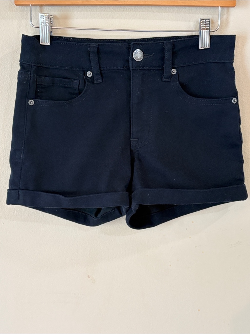Aeropostale Black Cuffed High Rise Jean Shorts, 2